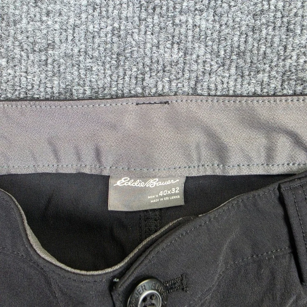 Eddie Bauer Tech Pants Men's 40x32 Stretch Hiking Outdoor Straight Leg Black
